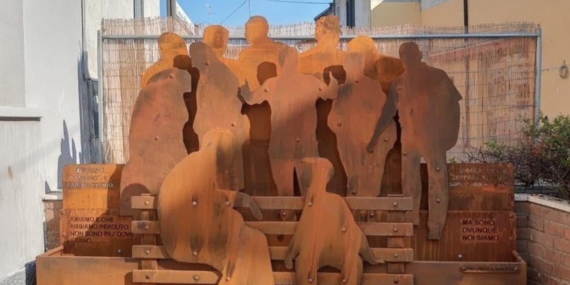 Laser-cut sheet-metal sculpture ready for installation